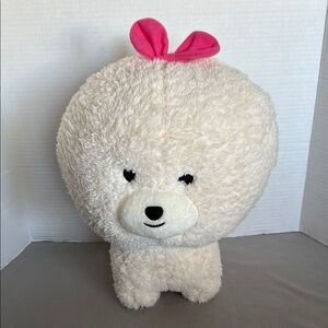 Amuse Moff Moff Bichon Plush Dog Stuffed Animal Fuzzy Pink Bow With Tags 13.5”